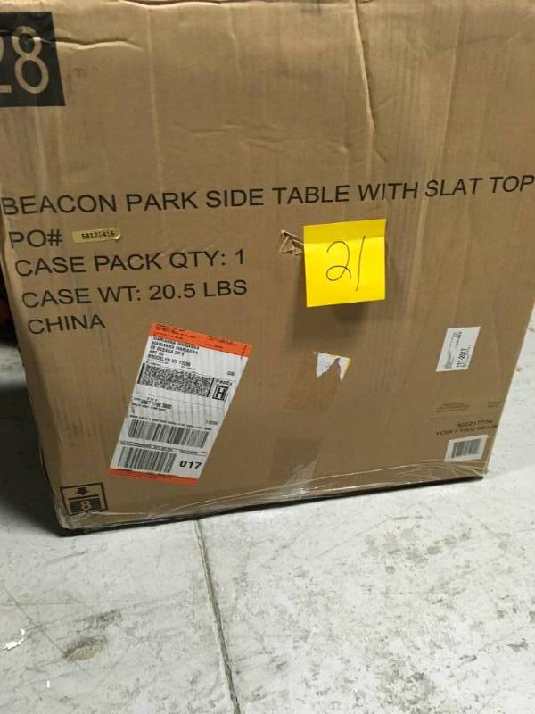 lot 21 image: Hampton Bay Beacon Park Steel Wicker Outdoor Accent Table not used