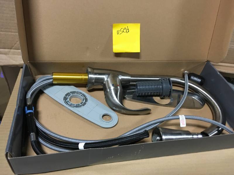 lot 55 image: Glacier Bay Market Single-Handle Pull-Down Kitchen Faucet with TurboSpray and FastMount in Stainless Steel  in good condition