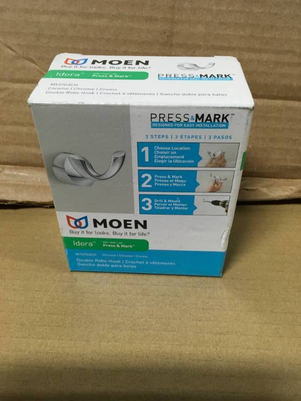 lot 60 image: My3703ch Moen Idora Screw-in Robe Hook With Press And Mark In Chrome  in good condition