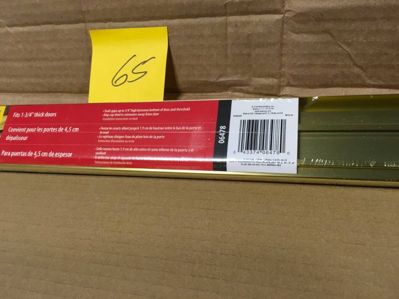 lot 65 image: M-D Building Products 1-34 in. x 36 in. U-Shaped Door Bottom  in good condition