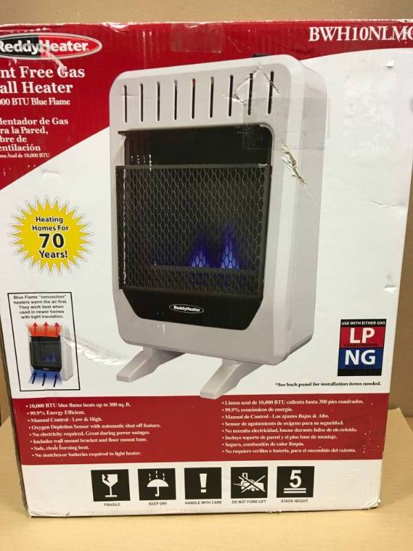 lot 68 image: Reddy Heater 10,000 BTU Blue Flame Dual-Fuel Wall Heater  in good condition