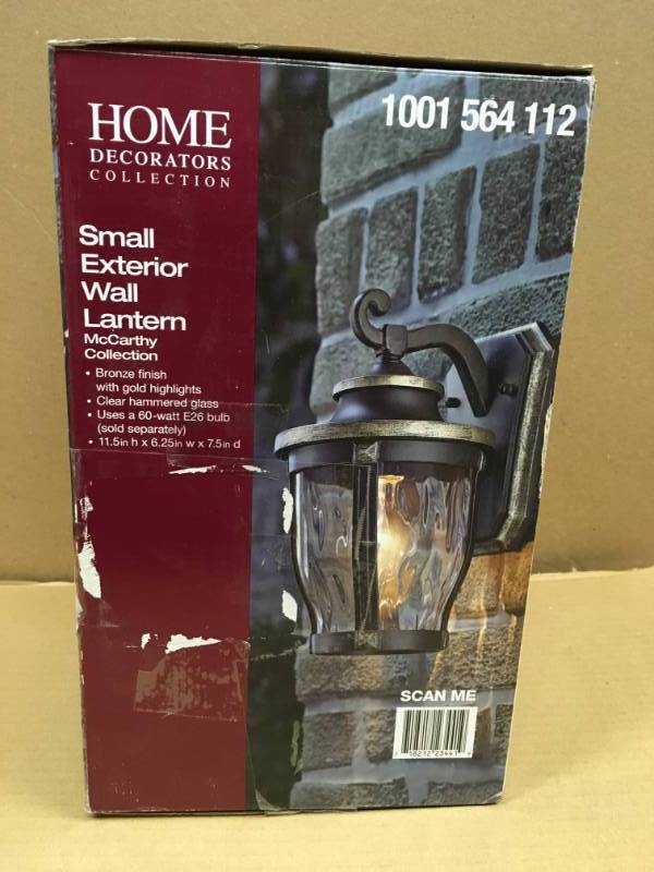 lot 76 image: Home Decorators Collection McCarthy 1-Light Bronze Outdoor Wall Lantern Sconce  in good condition