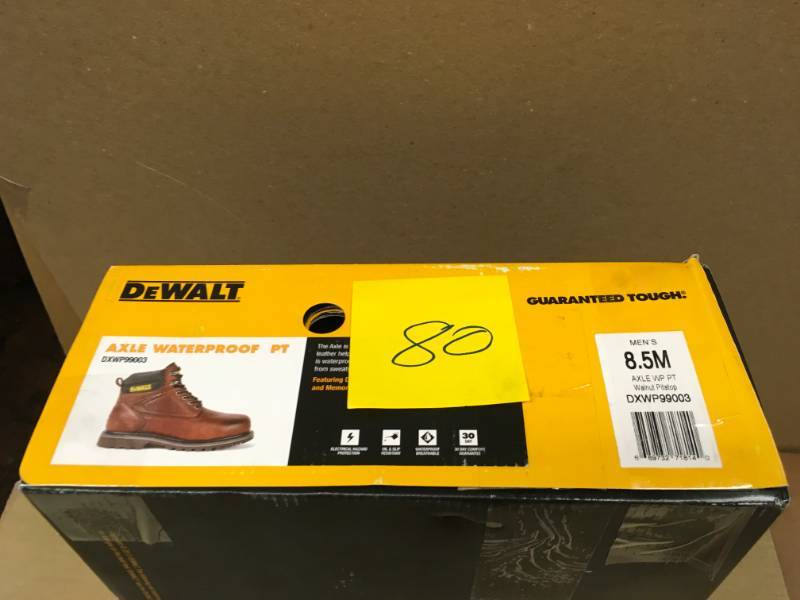 lot 80 image: DEWALT Sz 8.5w Walnut Pitstop Axle Waterproof PT Soft Toe Work BOOTS DXWP99003  in good condition