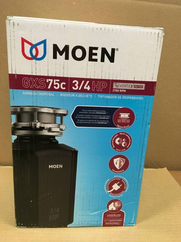 lot 84 image: MOEN GX Series 34 HP Space Saving Continuous Feed Garbage Disposal  in good condition
