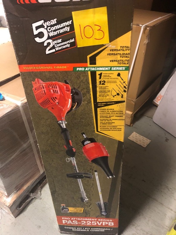 lot 103 image: ECHO 21.2 cc Gas 2-Stroke Cycle PAS Straight Shaft Trimmer and Edger Kit in like new condition
