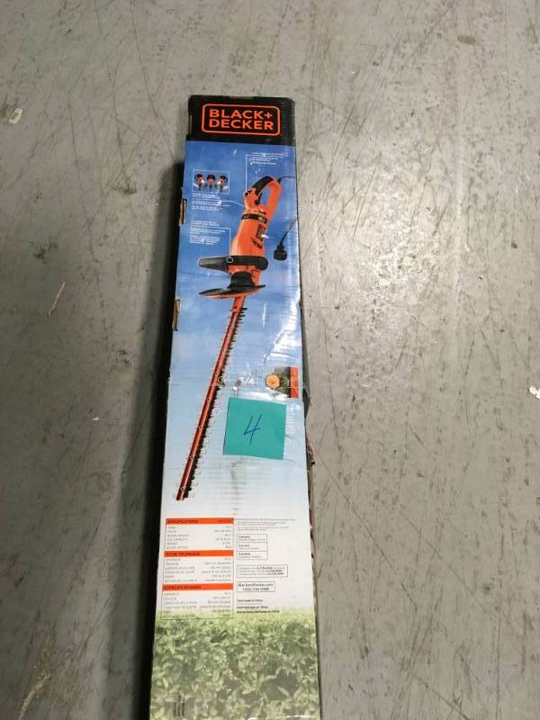 lot 4 image: BLACKDECKER 24 in. 3.3-Amp Corded Electric Hedge Hog Trimmer with Rotating Handle