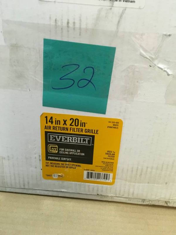 lot 32 image: Everbilt 14 in. x 20 in. White Return Air Filter Grille