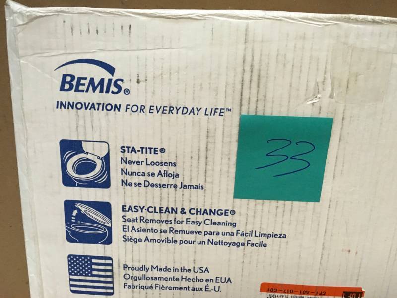 lot 33 image: BEMIS Lift-Off Never Loosens Round Closed Front Toilet Seat in Sky Blue