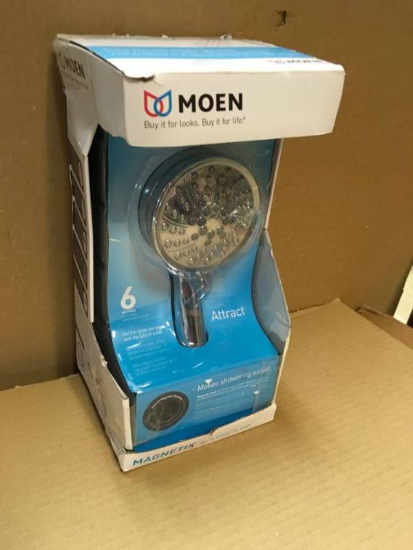 lot 36 image: MOEN Attract 6-Spray 4 in. 1.75 GPM Handheld Shower with Magnetix in Chrome