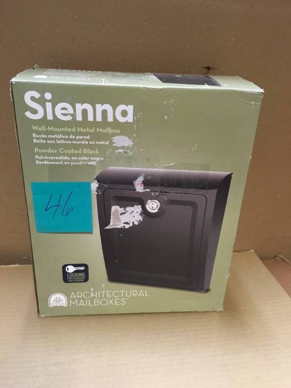 lot 46 image: Architectural Mailboxes Sienna Black Wall Mount Locking Mailbox