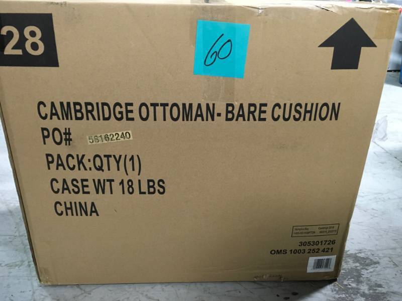 lot 60 image: Hampton Bay Cambridge Brown Collection  OTTOMAN BARE CUSHION