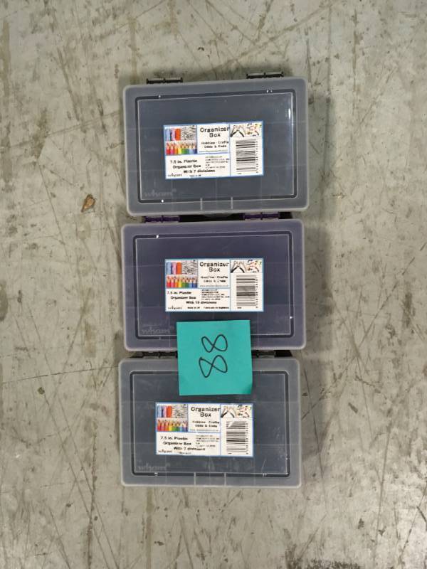 lot 88 image: Wham 5.2 in. x 7.5 in. 7-Compartment Small Parts Organizer Box in Violet