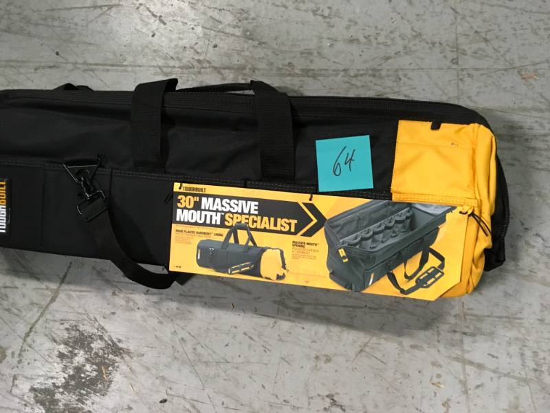 lot 64 image: TOUGHBUILT Massive Mouth 30 in. Tool Bag with 65-Pockets in Black