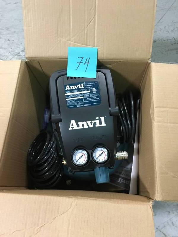 lot 74 image: ANVIL 2G Pancake Air Compressor with 7-Piece Accessories Kit