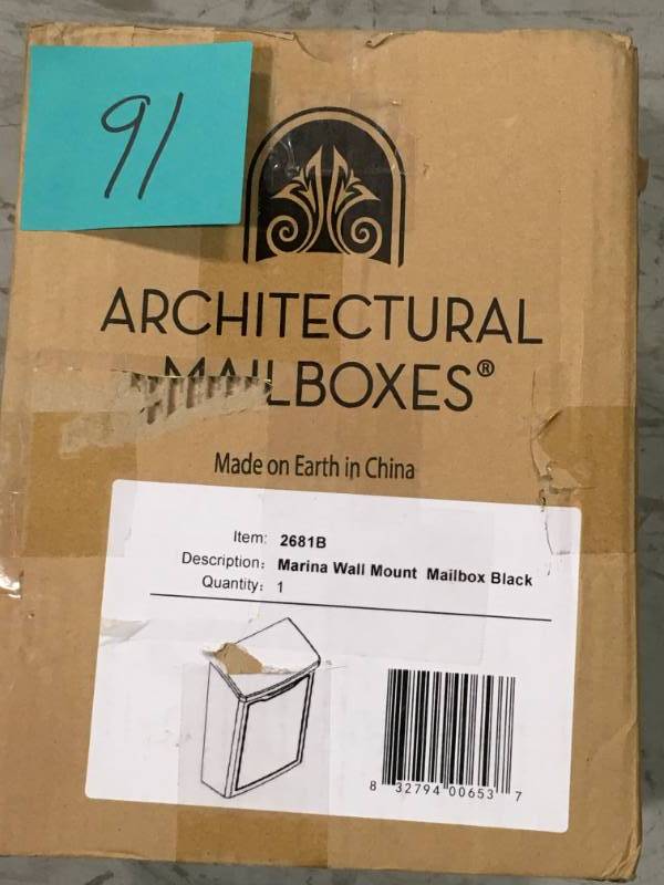 lot 91 image: Architectural Mailboxes Marina Black Wall Mount Mailbox