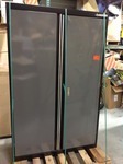 lot 106 image: Husky 72 in. H x 46 in. W x 24 in. D Welded Steel Floor Cabinet in BlackGray no used whit small dent please review the pictures