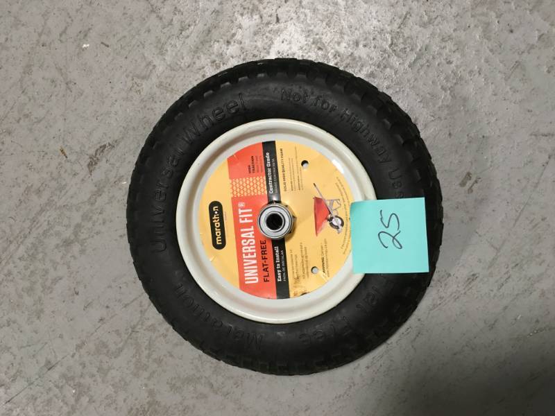 lot 25 image: Marathon 14-12 in. Flat-Free Wheel for Wheelbarrows new
