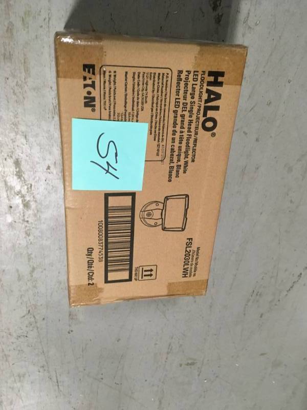 lot 54 image: Halo 32-Watt Bronze Outdoor Integrated LED Flood Light with High Output Dusk to Dawn Replaceable Photo Control not used