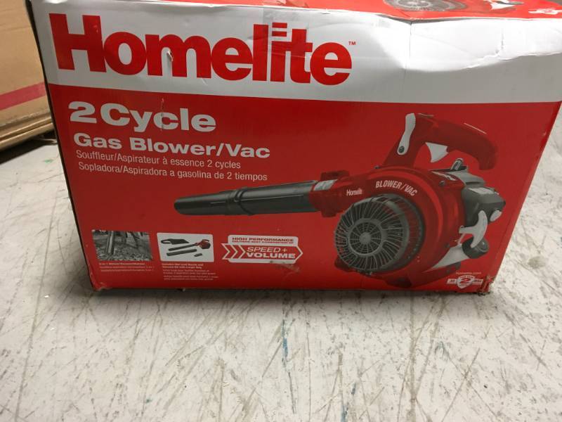 lot 62 image: Homelite 150 MPH 400 CFM 26cc Gas Handheld Blower Vacuum in good condition