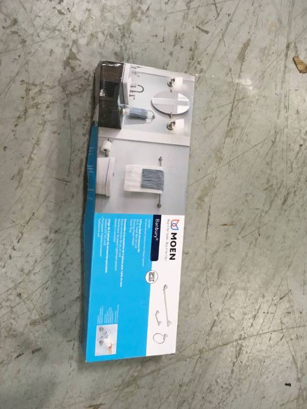 lot 69 image: MOEN Bathroom Fixtures Banbury 3-Piece Bath Accessory Kit in Brushed Nickel Y263 in good condition