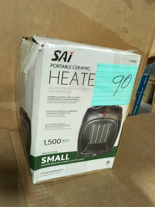 lot 90 image: 1,500-Watt Convection Electric Portable Heater and Fan in good condition