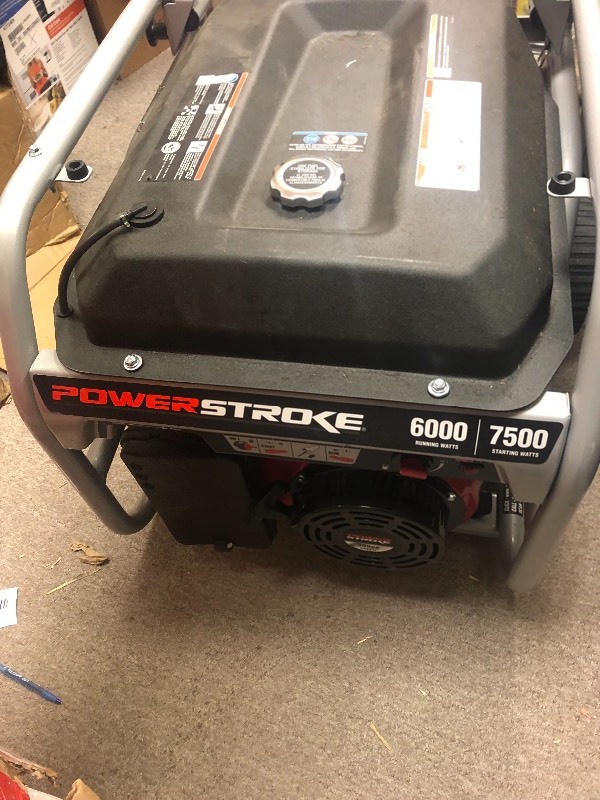 lot 105 image: PowerStroke 6,000 Running Watt Gasoline Powered Portable Generator in very good condition