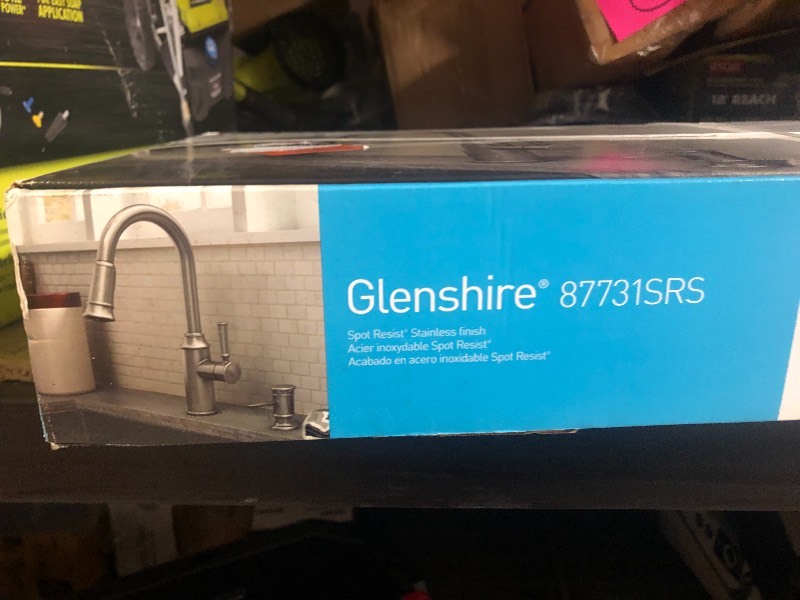 lot 108 image: Moen 87731 Glenshire one-handle pulldown Kitchen Faucet not used