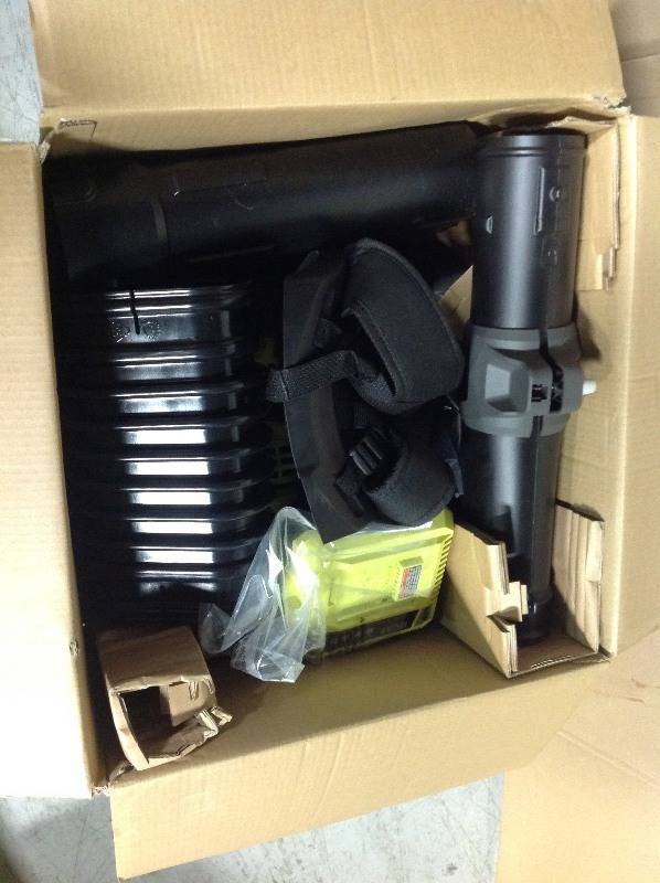 lot 106 image: RYOBI 145 MPH 625 CFM 40-Volt Lithium-Ion Cordless Backpack Blower 5Ah Battery and Charger Included not used