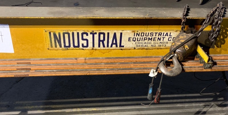 lot 14 image: Industrial Equipment Co. Bridge Crane 18 ft., 12 Thick Steel, 4,000 lb. Capacity