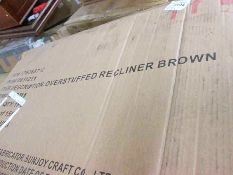 lot 90 image: Overstuffed Recliner open box, no w...