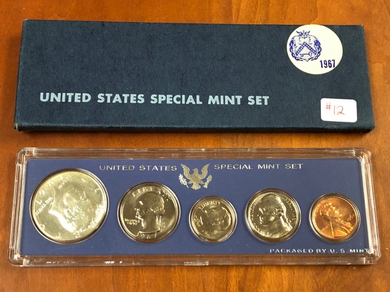 lot 12 image: 1967 U.S. Special Mint Set, 5-Coin ...
