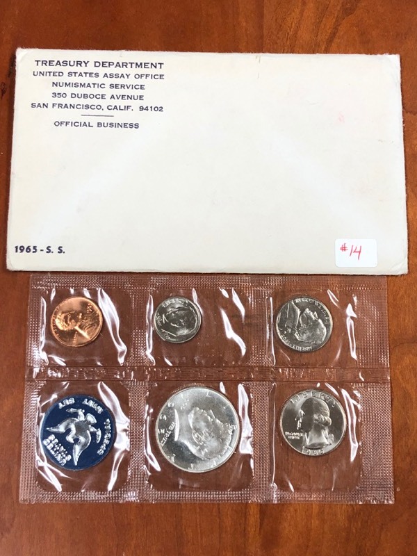 lot 14 image: 1965 U.S. Special Mint Set, 5-Coin ...