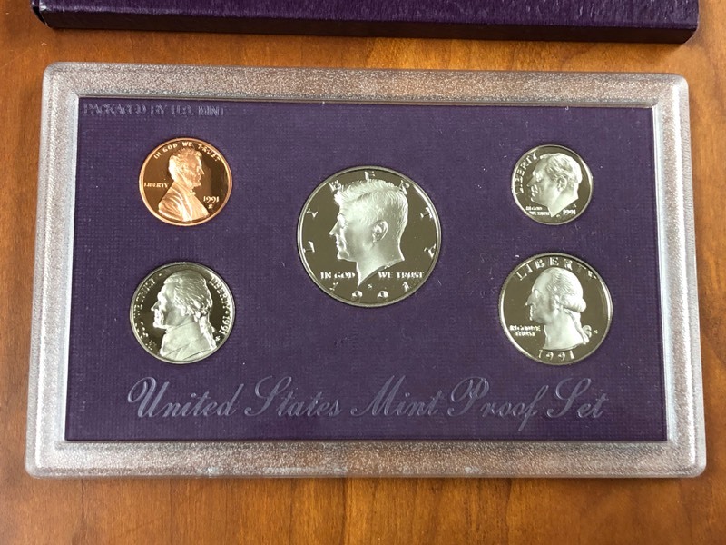 lot 58 image: 1991 U.S. Mint Proof Set, 5-Coin Se...
