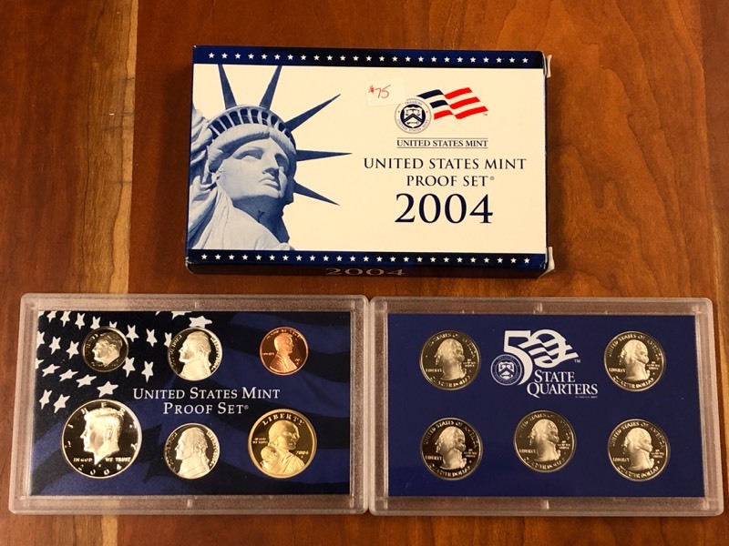 lot 75 image: 2004 U.S. Mint Proof Set, 6-Coin Se...