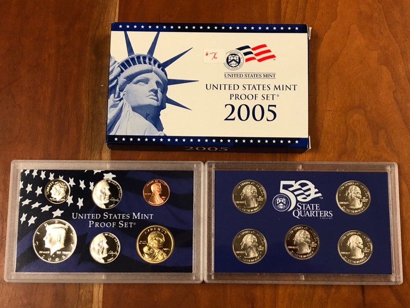 lot 76 image: 2005 U.S. Mint Proof Set, 6-Coin Se...