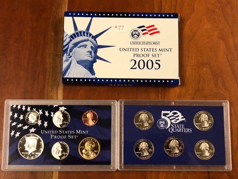 lot 77 image: 2005 U.S. Mint Proof Set, 6-Coin Se...