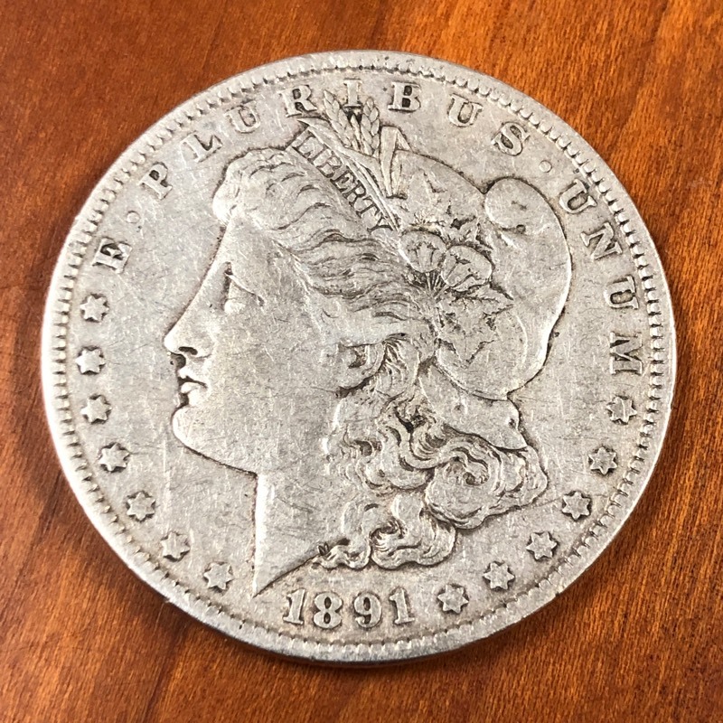 lot 111 image: 1891-P Morgan Silver Dollar ...