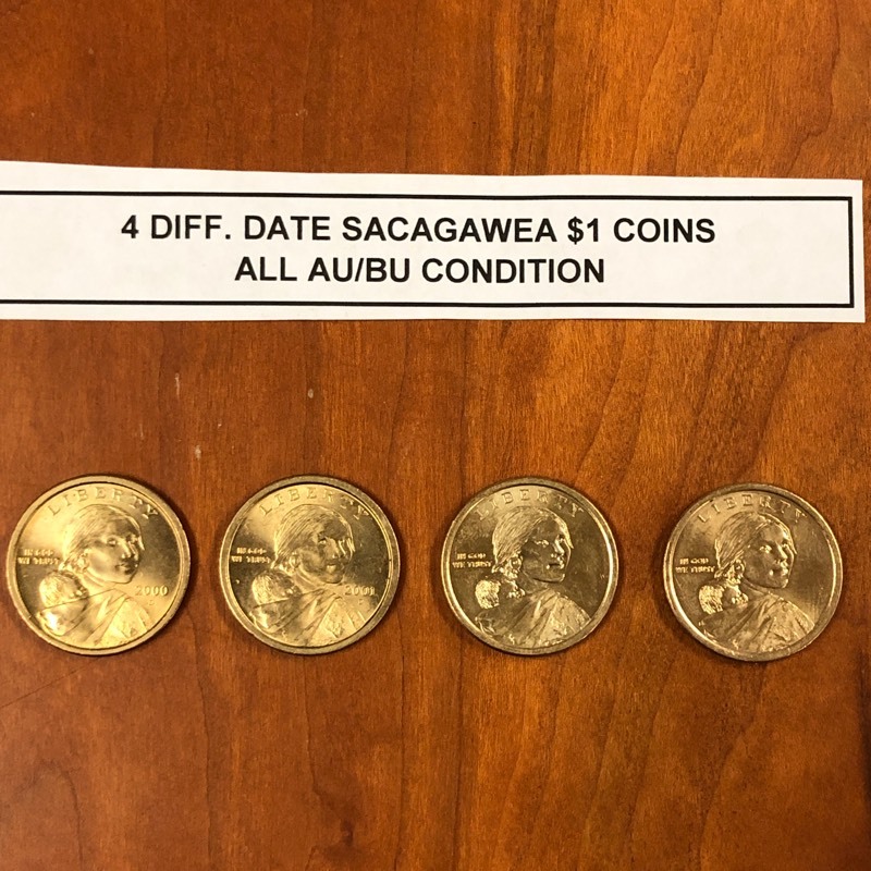 lot 123 image: (4) Different Date Sacagawea $1 Coi...
