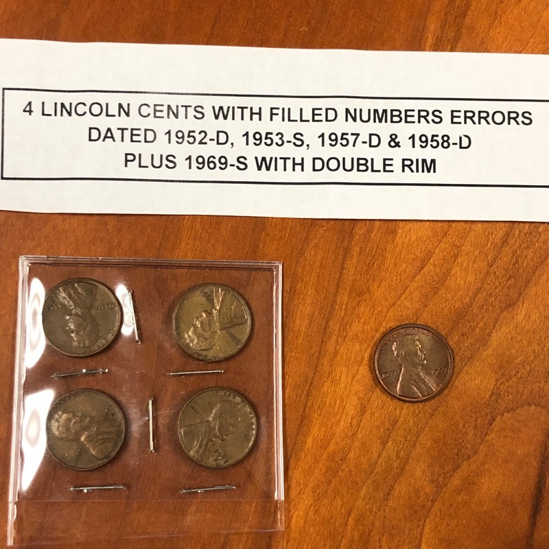 lot 125 image: (4) Lincoln Cents With Filled Numbe...