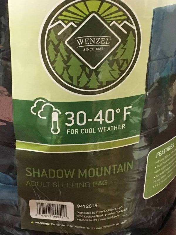 wenzel shadow mountain sleeping bag