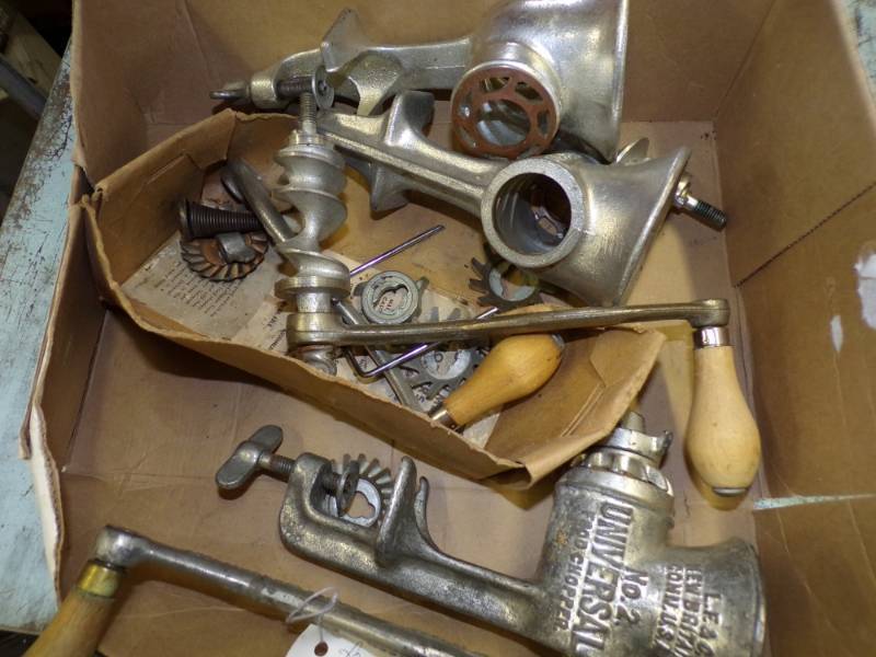 lot 38 image: Three Vintage Meat Grinders