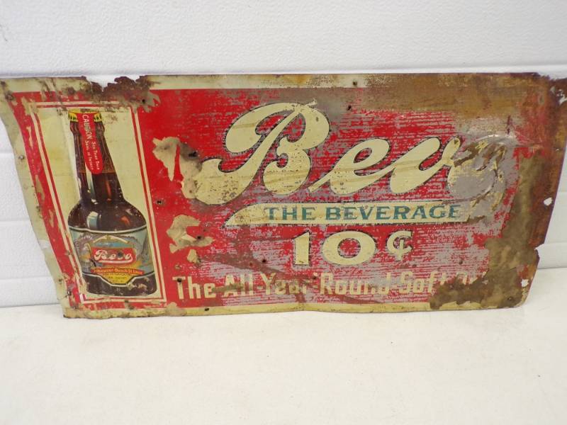 lot 12 image: Prohibition Bevo of Beverage Sign 27 x 14