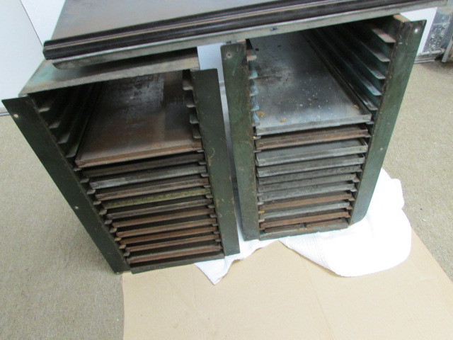 lot 42 image: Printing Press Letter Metal Shelves
