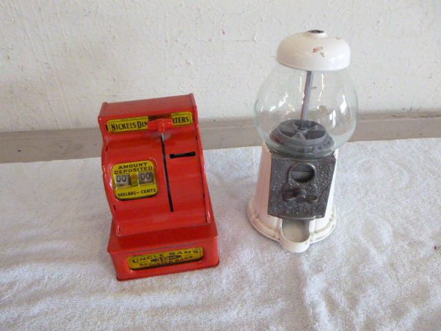 lot 52 image: Uncle Sams Register Bank and Bubble Gum Machine