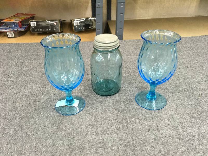 lot 125 image: Two Wine Glasses & Jar