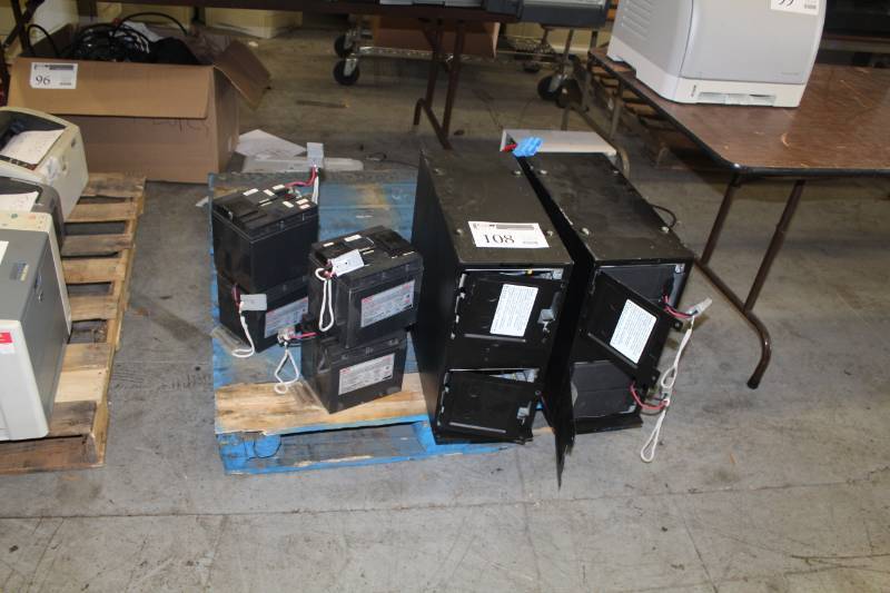 lot 108 image: Lot of (7) 5-APC Batteries, 2-APC Battery Towers