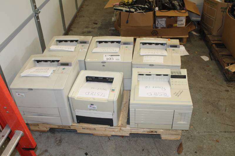 lot 105 image: Lot of (6) HP LaserJet 4000T11604 Printers