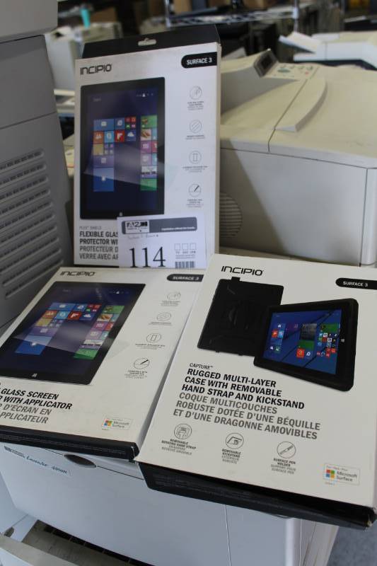 lot 114 image: Incipio Surface 3 Accessories - Rugged Mullti-Layer Case, Flexible Glass Screen