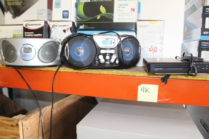 lot 111 image: Lot of (3) RCA Boom Box CD Player, Emerson CD Player, Dynex CDJPEGDVD Player DX-DVD2