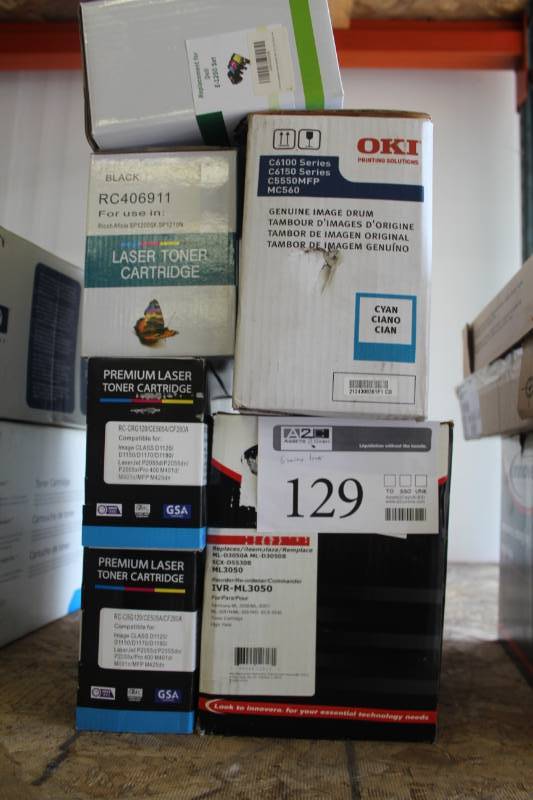 lot 129 image: Lot of (6) Various Toner Cartridges